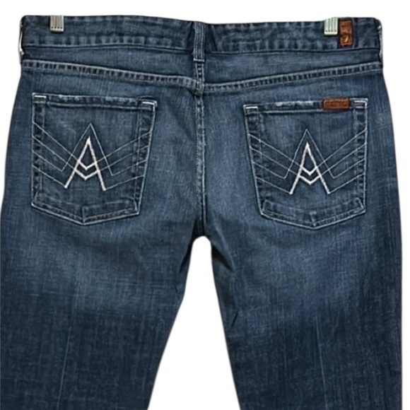 7 For All Mankind A-Pocket Flare Jeans Size 32 Dark Wash Denim - Picture 12 of 16